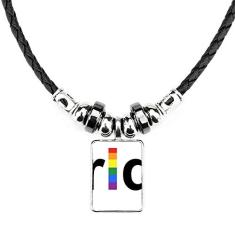 DIYthinker Colar LGBT Rainbow Gay Lésbica Transgênero Colar Joias Torque Pingente de Corda de Couro