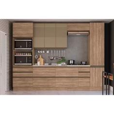Cozinha Completa Maxxi 7 Peças (2 Armários + 2 Balcões + 2 Paneleiros + 1 Complemento) C7p08 Nogal