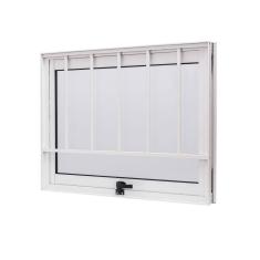 Janela de Aluminio Maxim-Ar 60x60cm com Grade e Vidro Boreal Cristal Ramassol Branco