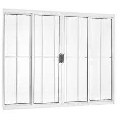 Janela de Correr 4 Folhas com Grade Central Brilhante 120x150cm Ecosul Esquadrisul