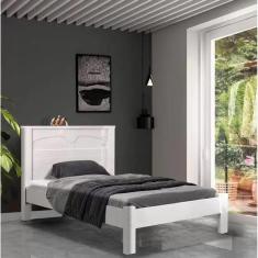 Cama de Solteiro MDF Branco Amsterdã Fênix