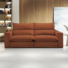 Sofá Retrátil e Reclinável Martinho 230cm Veludo Terracota  - Celflex