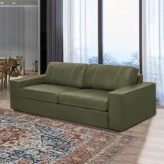 Sofá Decorativo Agatha 2 Lugares Sala de estar 205cm Pés em Madeira Couro Fendi G88 - Gran Belo