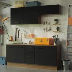 Kit 2 Balcões e 2 Armários Aéreos 200cm Rustic/preto