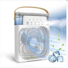 Ventilador Portátil Iluminação Umidificador Climatizador USB De Mesa (Branco)