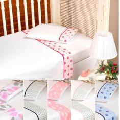 Jogo de lençol berço americano bebe enxoval berco percal algodão lenço