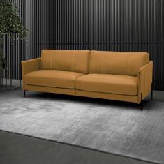 Sofá Decorativo Karine 4 Lugares Sala de estar 270cm Pés em Aço Couro 