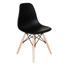 Cadeira Charles Eames Wood Design Eiffel De Jantar Preta - UNIVERSAL M