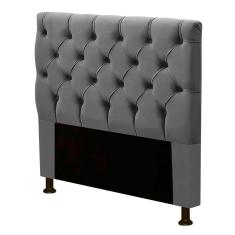 Cabeceira Cama Box Solteiro Cristal 90cm Suede Cinza