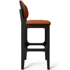 Banqueta Alta Bar Cozinha Sala Jantar Fixa Betta L02 Preto Tecido Terracota - Lyam Decor