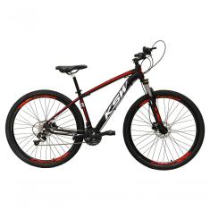 Bicicleta Aro 29 Ksw Xlt Alumínio 24v Câmbios Shimano Garfo Com Trava No Ombro - Preto-vermelho-branco Tam.15