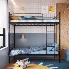 Beliche Solteiro Em Ferro James 201cm X 190cm 96cm Preto