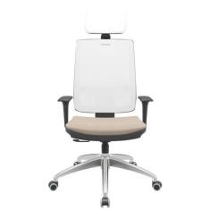 Cadeira Office Brizza Tela Branca Com Encosto Assento Poliester Fendi 