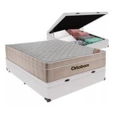 Cama Box Com Baú Casal + Colchão De Molas Ensacadas - Ortobom - AirTec