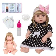 Boneca Reborn Abigail Loira Cabelo Longo Lindos Acessórios - Cegonha R