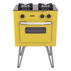 Fogao a Gas 2 Bocas com Forno Venax Mini Cook Amarelo