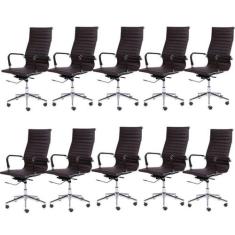 Kit 10 Cadeiras Escritório Presidente Esteirinha Rodízio Relax materia