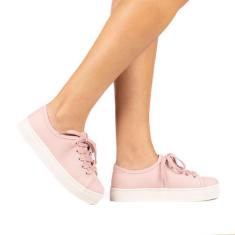 Tênis Feminino Moda Reforçado C Espuma e Forro Leona, 36, Rosa