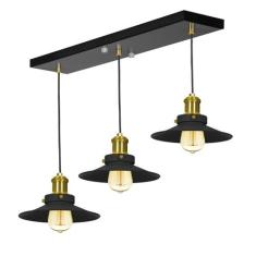 Lustre Pendente Nordic Triplo Base Retangular Preto/Dourado - MARRYLUZ