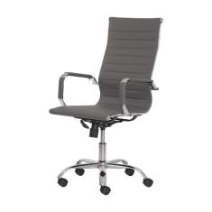 Cadeira Escritório Stripes Presidente PU Cinza Base Giratória Cromada 