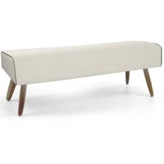 Recamier Decorativo com Pés de Madeira Viseo D02 120 cm Linho Bege B-1