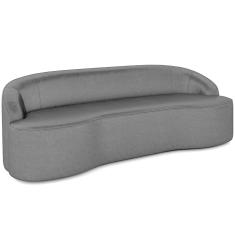 Sofá 3 Lugares Curvo Sala De Estar Living Lótus D02 Couríssimo Preto 180 Cm B-159