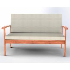 Sofá de Madeira 2 Lugares com Almofadas de Assento e Encosto Isis Yescasa Stain Jatobá