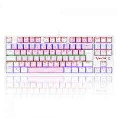 TECLADO GAMER REDRAGON DAKSA ROSA E BRANCO COM SWITCH MARROM
