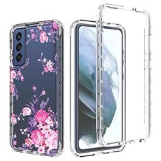 Zoeirc Capa para Galaxy S21 FE, Samsung S21 FE capa transparente para meninas, TPU macio 360 de corpo inteiro, à prova de choque, híbrido, amortecedor, capa de telefone transparente para Samsung