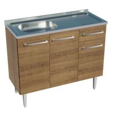 Balcão Gabinete com Pia Armário de Cozinha 3 Portas e 1 Gaveta 105cm E