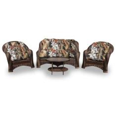 Conjunto de Sofá Fibra Sintética Melo - 1 Sofá 2 L + 2 Poltronas + 1 M