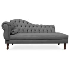 Divã Recamier Namoradeira Larissa 140cm com Capitonê - Direita Suede -