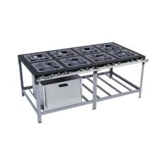 Fogão Industrial 8 Bocas 40x40 com Forno Luxo Metalmaq, Gás Natural