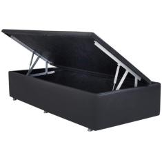 Cama Box Bau Solteiro King material sintético3) - GENKI KENKO, PRETO