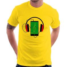 Camiseta Headphone Smartphone - Foca na Moda, Amarelo, GGG