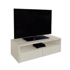 Rack para TV Suspenso Bancada Com Nicho e Gaveta Off White Laca