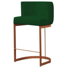 Banqueta Estofada Emily Base Bronze Veludo Verde - Montanaris Decor - 
