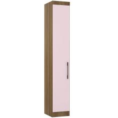 Guarda Roupa Modulado 38cm 1 Porta Paris Luciane Móveis Avelã Pf Com Rosa Pf
