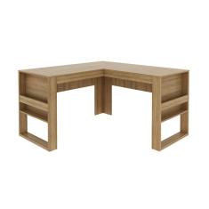 Mesa para Escritório 136cm em L com Detalhe Ripado ME4145 Amêndoa Tecnomobili