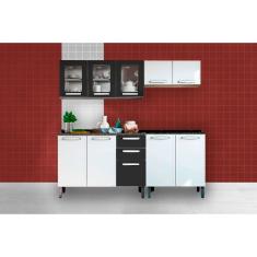 Kit de Cozinha Modulada 4 Peças Evidence (2 Armários + 2 Balcões) C4P60 Branco/Preto - Bertolini