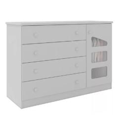 Cômoda Bebê 4 Gavetas 1 Porta Eloísa  - Phoenix Baby, Branco