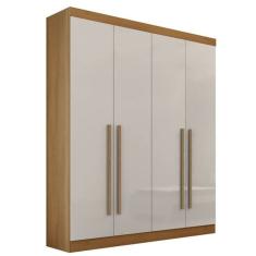 Guarda Roupa Solteiro 4 Portas 3 Gavetas - Da Vinci Plus-Cinamomo/Off White - Móveis D`Doro