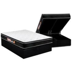 Cama Box Baú Queen: Colchão Espuma Castor D33 Black e White Air Euro P