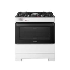 Fogão Esmaltec 5 Bocas Ideal Top Glass Mesa De Vidro Forno 84 Litros Branco T5VAB Bivolt