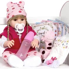Bebe Boneca Reborn Girafa Silicone Realista Barata 15 Itens - Cegonha 