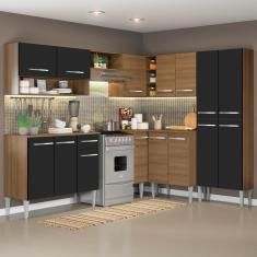 Cozinha Completa de Canto Reto Madesa Emilly Ice com Armário e Balcão 15 Portas 1 Gaveta