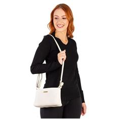 Bolsa pequena transversal de couro liso Iris - Marfim