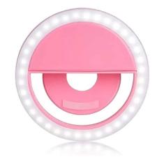Flash Para Celular Luz Mini Ring Light Clipe Anel Led Selfie Cor:Rosa