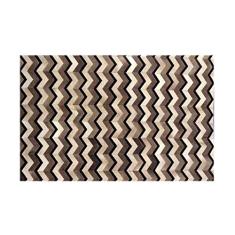 Tapete em Couro, Desenho Geométrico, Tapecouro, Cinza Raro/Preto