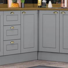 Balcão Para Cozinha Canto Reto 1 Porta com Tampo Emily Cinza/Marrom